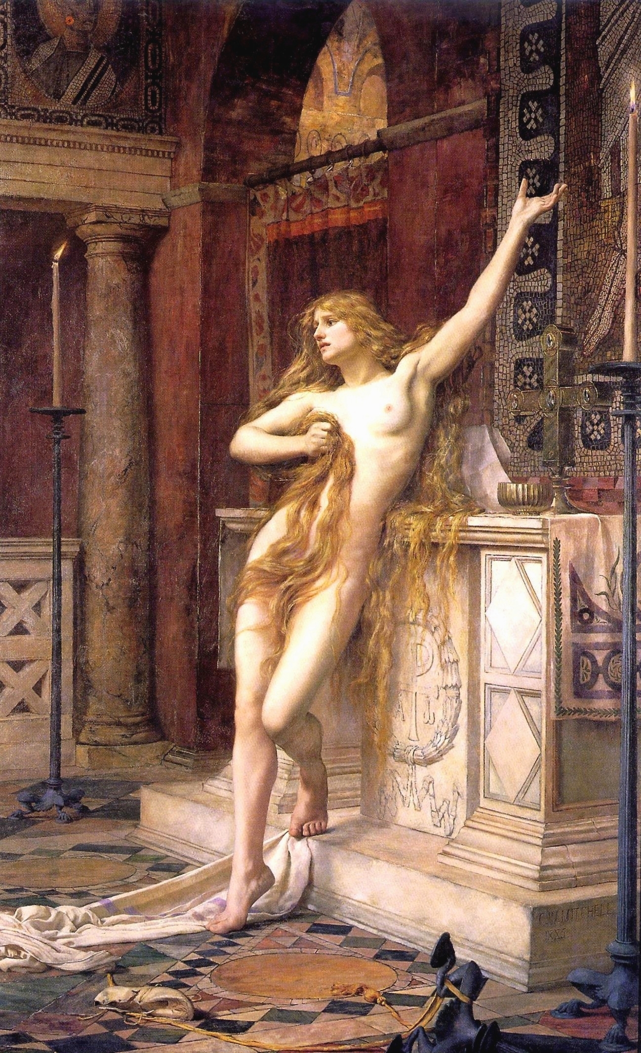 Hypatia, an 1885 painting by Charles William Mitchell depicting the Alexandrian philosopher.