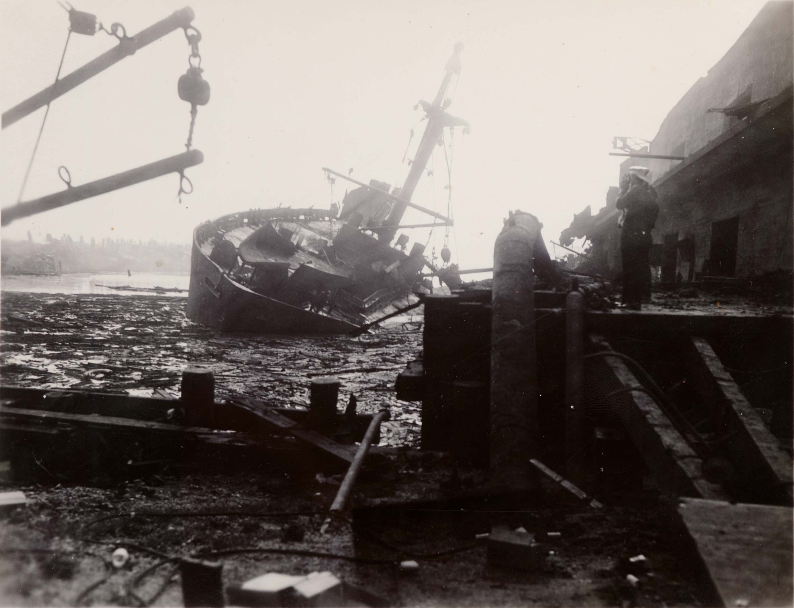 The SS Wilson B. Keene, destroyed in the Texas City disaster, three days after the explosion.